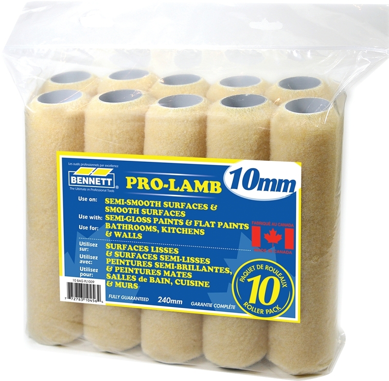 Bennett 10 BAG PL1009 Roller Refill, 10 mm Thick Nap, Fabric Cover, 240 mm L