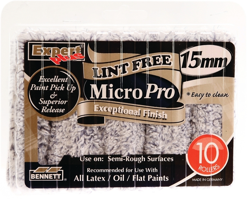 Bennett 10X4 MP15 Pile Roller, 15 mm Thick Nap, 4 in L, Microfiber Cover
