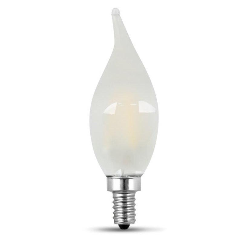Feit Electric BPCFF40950CAFIL/2 LED Light Bulb, Decorative, Flame Tip Lamp, 60 W Equivalent, E12 Lamp Base, Dimmable