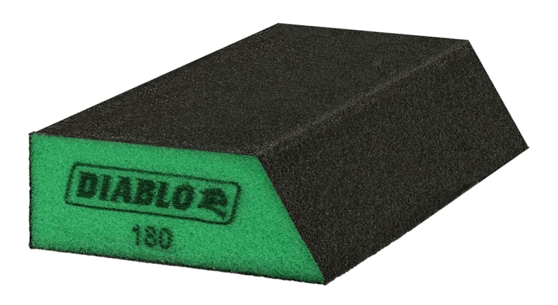 Diablo DFBLANGSFN01G Sanding Sponge, Black/Green, 5 in L, 3 in W, Ultra Fine, Aluminum Oxide Abrasive