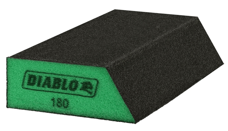 Diablo DFBLANGSFN04G Sanding Sponge, Black/Green, 5 in L, 3 in W, 180 Grit, Ultra Fine
