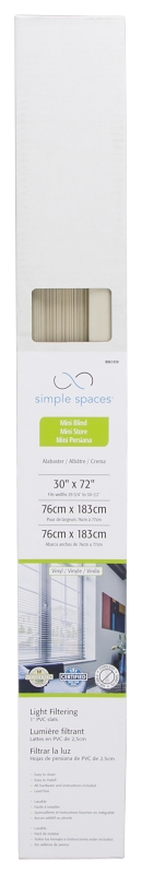 Simple Spaces PVCMB-17AA Blind, 72 in L, 30 in W, Vinyl, Alabaster