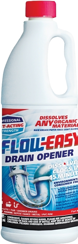 Flow-Easy FE32C Drain Opener, Liquid, Brown, 1 qt, Bottle
