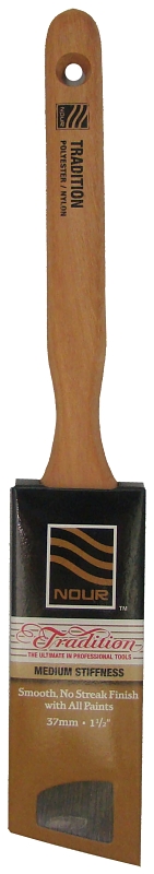 Nour 1881-37NT Paint Brush, Hardwood Handle, 1-1/2 in W, Angle Brush, Nylon/Polyester Bristle, Sash Handle