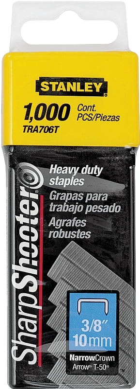 STANLEY TRA706T Narrow Crown Staple, 27/64 in W Crown, 3/8 in L Leg, Galvanized