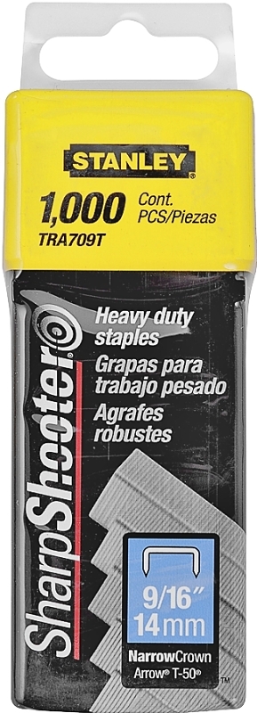 STANLEY TRA709T Staple, 27/64 in W Crown, 9/16 in L Leg, Steel, Galvanized, 24 ga Gauge