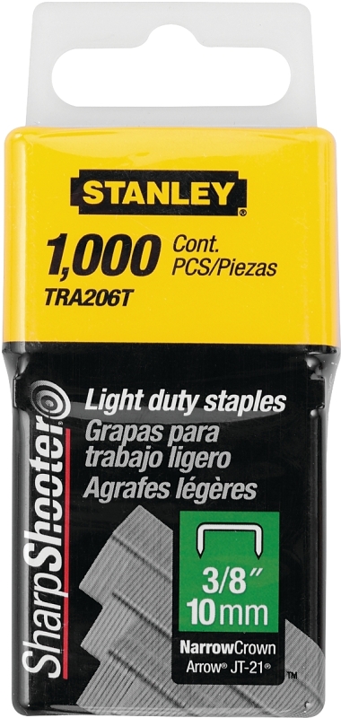 STANLEY TRA206T Wide Crown Staple, 29/64 in W Crown, 3/8 in L Leg, Galvanized, 22 ga Gauge