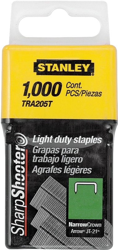 STANLEY TRA204T Wide Crown Staple, 29/64 in W Crown, 1/4 in L Leg, Galvanized