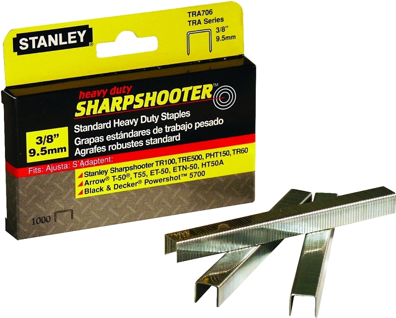 STANLEY TRA706-5C Narrow Crown Staple, 27/64 in W Crown, 3/8 in L Leg, Galvanized