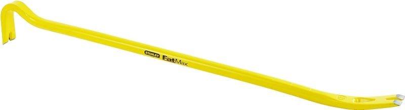 STANLEY 55-104 Wrecking Bar, 36 in L, Beveled/Slotted Tip, 2 in Claw Blade Width 1, 1-3/4 in Claw Blade Width 2 Tip, HCS