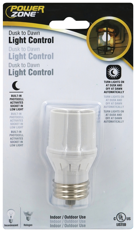 PowerZone ORPCAE301 Photocell Adapter with Electric Switch, 120 V, White