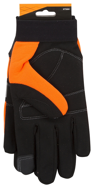 Diamondback 5959L Mechanic Gloves, Unisex, L, 9.84 in L, Conductive Thumb, Elastic Wrist Cuffs Cuff, Leather/Spandex