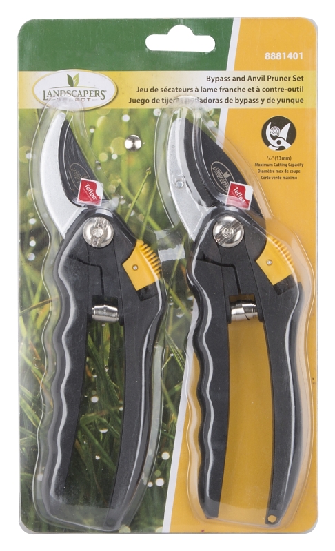 Landscapers Select GP1120 Pruning Shear Set, 1/2 in Cutting Capacity, Steel Blade, Plastic Handle, Cushion Grip Handle