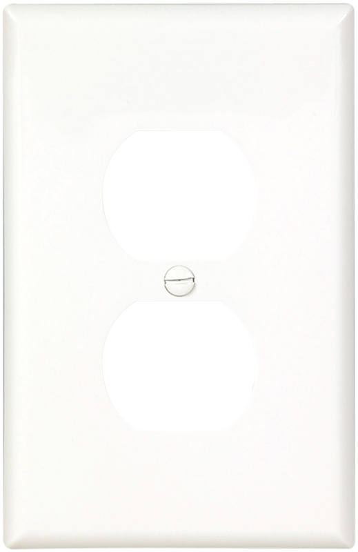 Eaton PJ8W Wallplate, 6 in L, 3-1/2 in W, 1-Gang, Polycarbonate, White, High-Gloss, Screw
