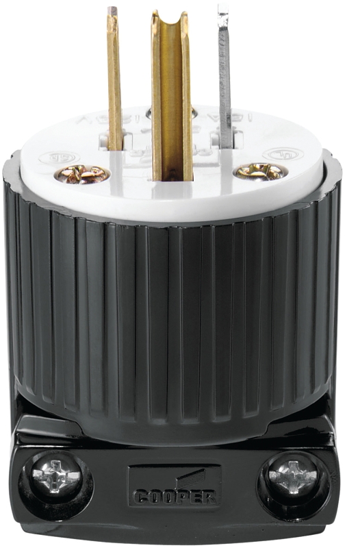 Eaton WD5266 Cord Plug, 2-Pole, 15 A, 125 V, Black/White
