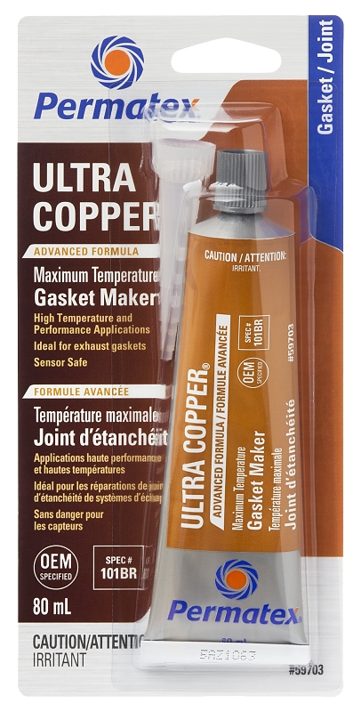 Permatex 59703/17914 Silicone Adhesive Sealant, Copper, 3 oz Tube, Paste