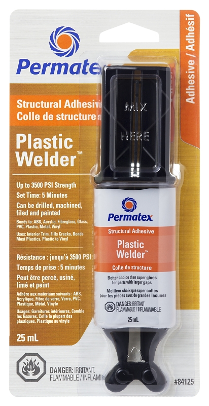 Permatex 84125 Plastic Welder, Off-White/White, Viscous Liquid, 0.84 fl-oz Dual Carded Syringe