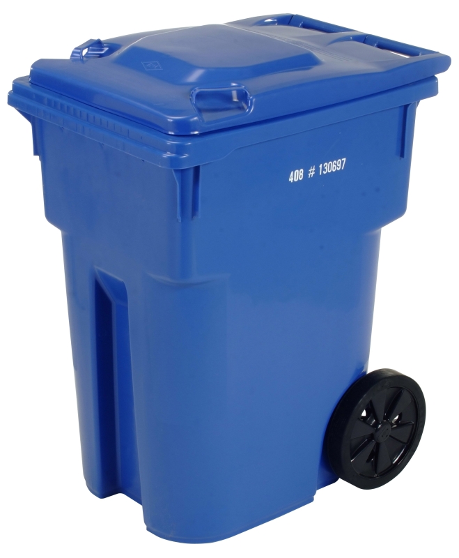 USD Global 60269285Q1 Wheeled Refuse Can, 95 gal Capacity, Polyethylene, Blue, Lid Closure