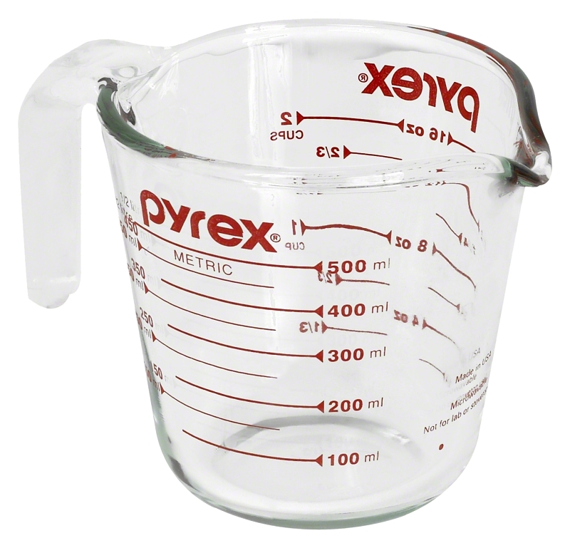 Pyrex 6001075 Measuring Cup, 2 Cup, Ounces Graduation, Pyrex Glass, Clear