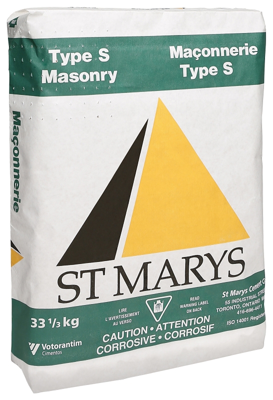 St Marys Cement 13212033 Type S Masonry Cement, Gray/White, Powder, 33.3 kg Bag