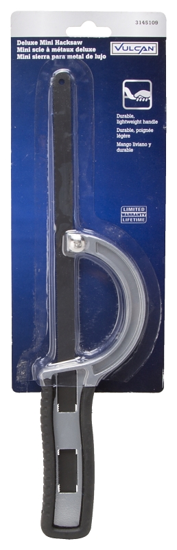 Vulcan H-2113 Mini Hacksaw, 12 in L Blade, 18 TPI, Steel Blade, 1-1/4 in D Throat, Aluminum Frame