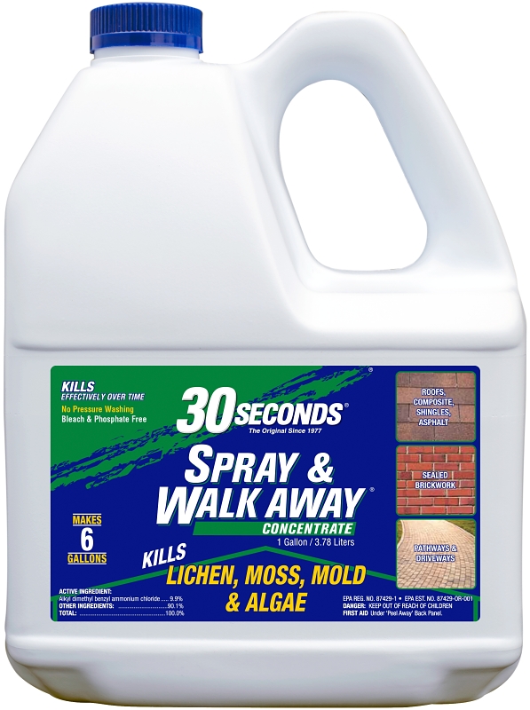 30 Seconds 1GSAWA Lichen Moss Algae Cleaner, 1 gal, Bottle, Liquid, Benzaldehyde Organic, Colorless