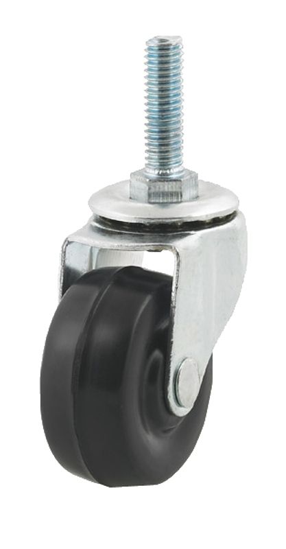 Dh Casters C-L20T2RS Swivel Caster, Threaded Mounting, 3-5/8 in H Dimensions, 2 in Dia Wheel, 13/16 in W Wheel, Black