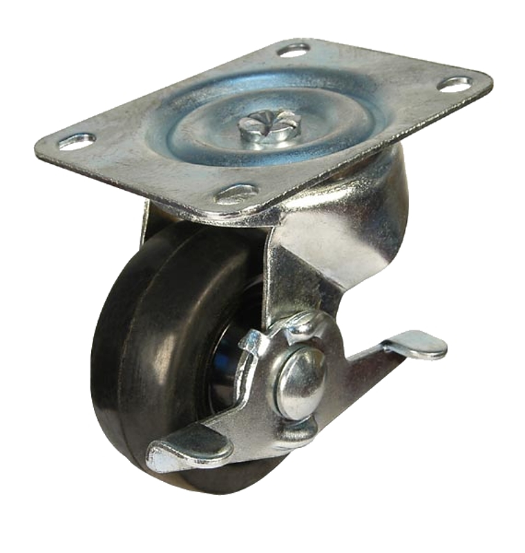 Dh Casters C-GD25RSB Swivel Caster, 2-3/4 x 3-27/32 in Plate, 3-1/4 in H Dimensions, Rubber Wheel