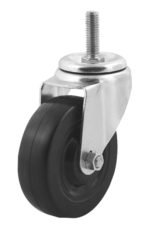 Dh Casters C-LM4T3RS Swivel Caster, Threaded Mounting, 5-1/8 in H Dimensions, 4 in Dia Wheel, 1-1/4 in W Wheel, 265 lb