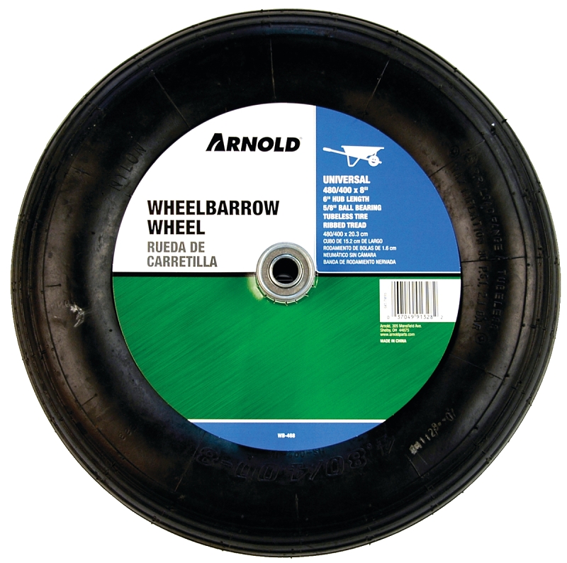 Dia x 4 in Butyl Rubber Arnold  Wheelbarrow Tire  6 in W 500 lb 