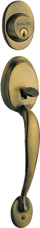 Schlage Plymouth Series F58PLY609 Combination Lockset, Mechanical Lock, Grip Only Handle, Antique Brass, 1 Grade, Metal