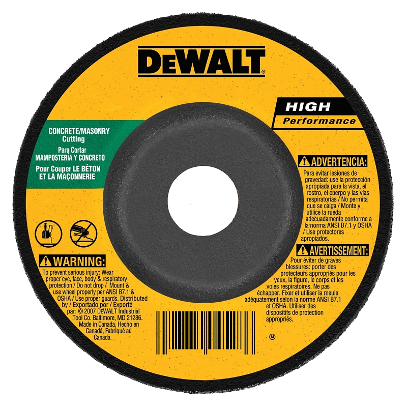DEWALT DW4628 Grinding Wheel, 5 in Dia, 1/8 in Thick, 7/8 in Arbor, Silicon Carbide Abrasive