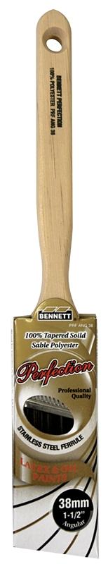 Bennett PRF ANG 38 Paint Brush, 1-1/2 in W, Angle, Trim Brush, Polyester Bristle, Tapered Sash Handle