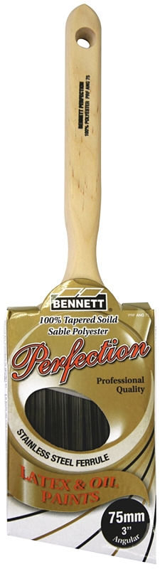Bennett PRF ANG 75 Paint Brush, 3 in W, Angle, Trim Brush, Polyester Bristle, Tapered Sash Handle