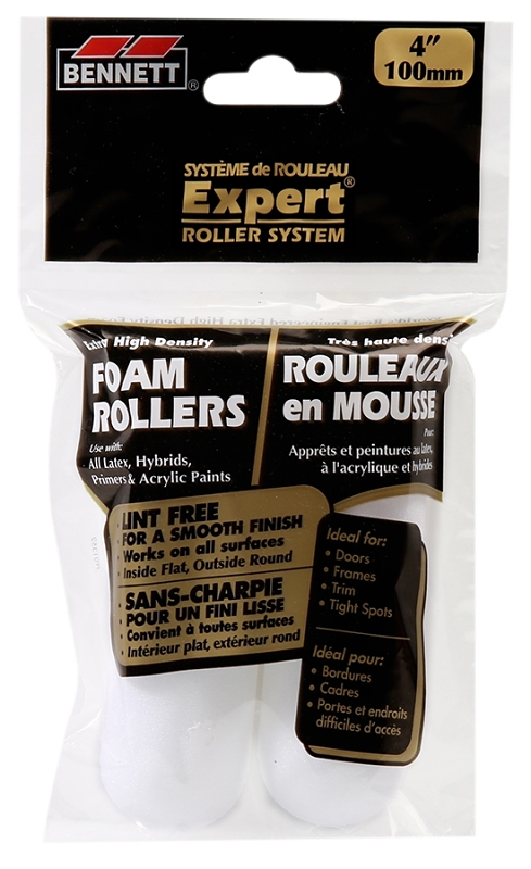Bennett 2X4 RND FM Roller Refill, 100 mm L, Foam Cover