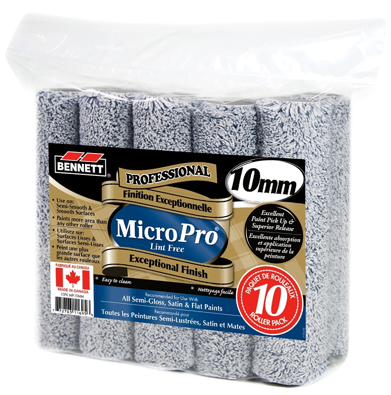 Bennett 10PK MP10MM Pile Roller, 10 mm Thick Nap, 240 mm L, Microfiber Cover