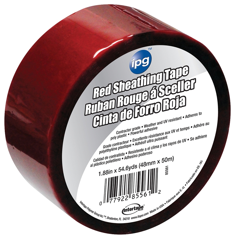 IPG 5561USR Sheathing Tape, 50 m L, 48 mm W, Polypropylene Backing, Red, 0.076 mm Thickness
