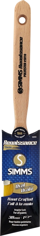 Simms 5010-38 Paint Brush, 1-1/2 in W, Oval Sash Brush, 1-1/2 in L Bristle, Synthetic Hybrid Blend Bristle