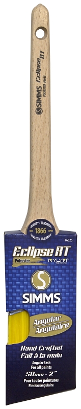 Simms 6025-50 Paint Brush, 2 in W, Angle Sash Brush, Synthetic Hybrid Blend Bristle, Rat Tail Handle