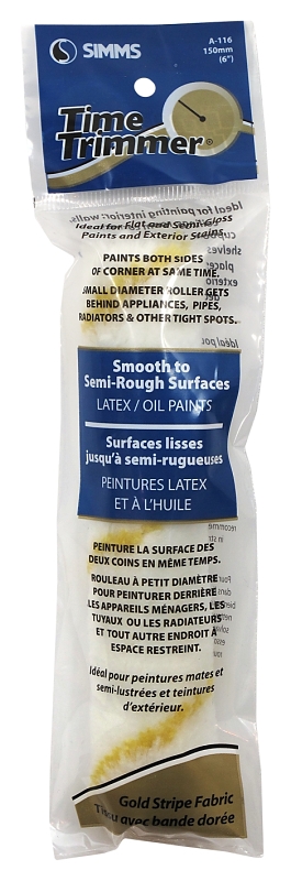Simms A-116 Mini Roller Refill, 15/32 in Thick Nap, 6 in L, Fabric Cover