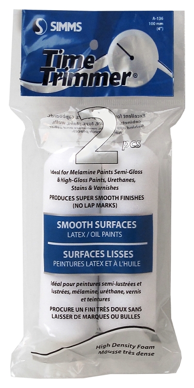 Simms A-136 Mini Roller Refill, 7/16 in Thick Nap, 4 in L, Foam Cover