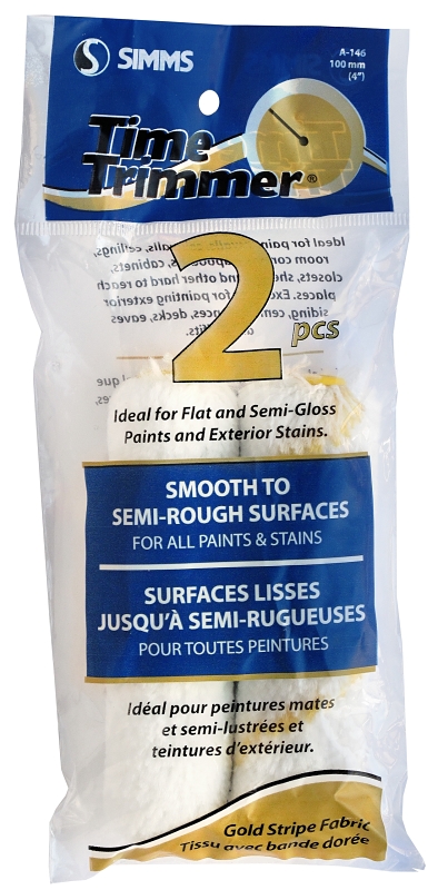 Simms A-146 Mini Roller Refill, 15/32 in Thick Nap, 4 in L, Fabric Cover