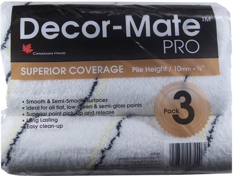 Simms 4744 Roller Cover, 10 mm Thick Nap, 240 mm L, Microfiber Fabric Cover