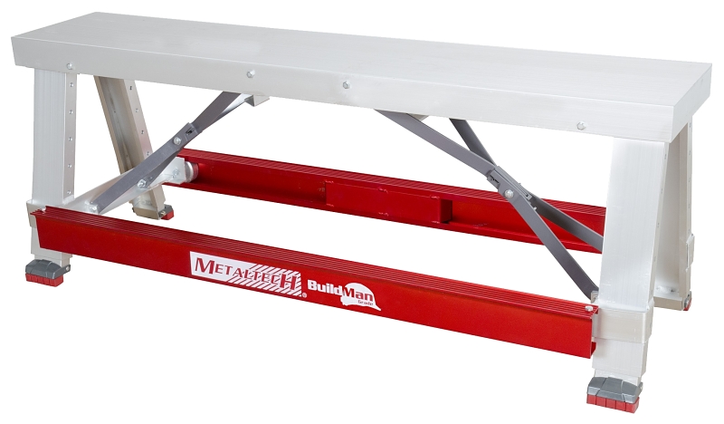 METALTECH I-BMDWB18 Drywall Bench, 48 in OAW, 6-1/4 in OAH, 17-1/2 in OAD, 500 lb Capacity, Red, Aluminum Tabletop