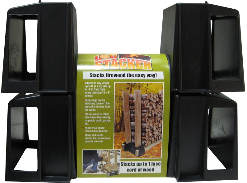 RCR PB40000 Log Stacker, 14-1/4 in W, 5-3/8 in H, Plastic Base, Black