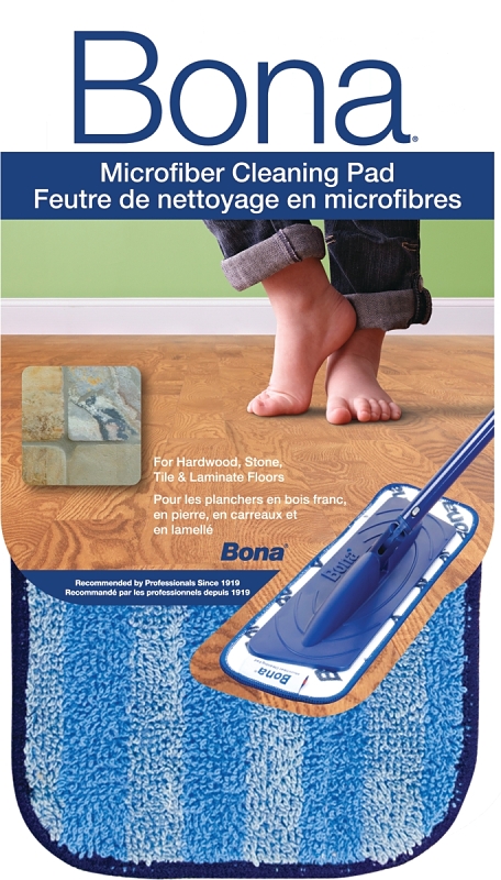Bona WM710013203 Cleaning Pad, 465 mm L, 130 mm W, Microfiber, Blue, Machine Washable: Yes