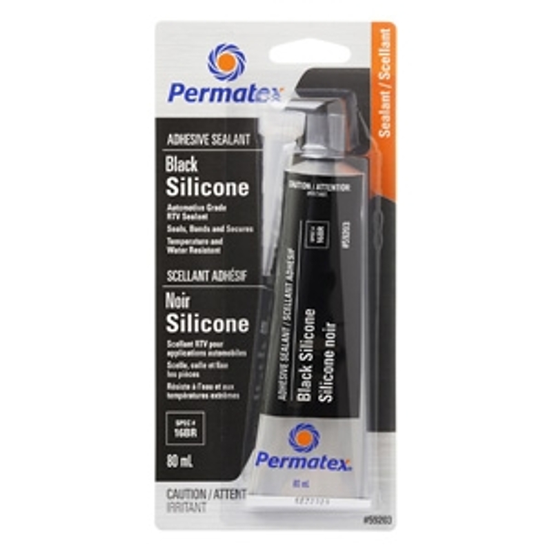 Permatex 59203 Silicone Adhesive Sealant, Black, 3 oz Tube, Paste