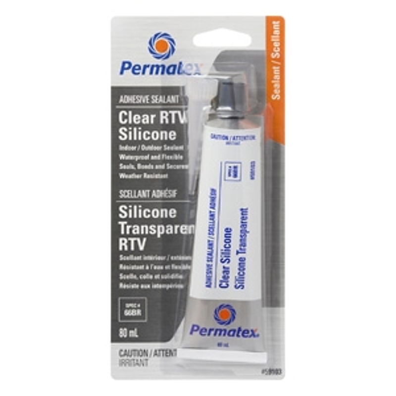Permatex 59103 Silicone Adhesive Sealant, Clear, 3 oz Tube, Paste