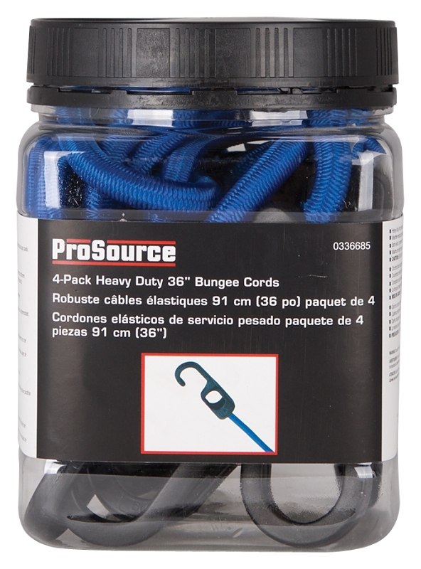 ProSource FH4033 Stretch Cord, 9 mm Dia, 36 in L, Polypropylene, Blue, Hook End