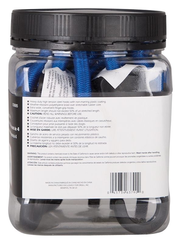 ProSource FH4033 Stretch Cord, 9 mm Dia, 36 in L, Polypropylene, Blue, Hook End